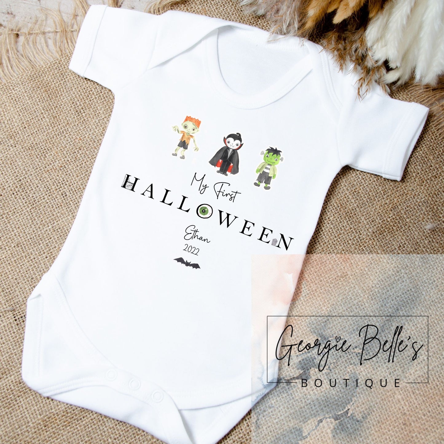 My 1st Halloween Vest / Babygrow - Monster Trio Design