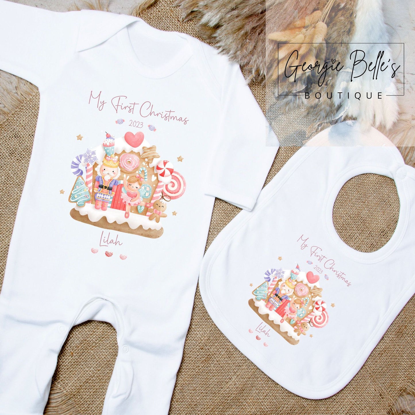 My 1st Christmas Vest / Babygrow - Nutcracker Gingerbread House Design