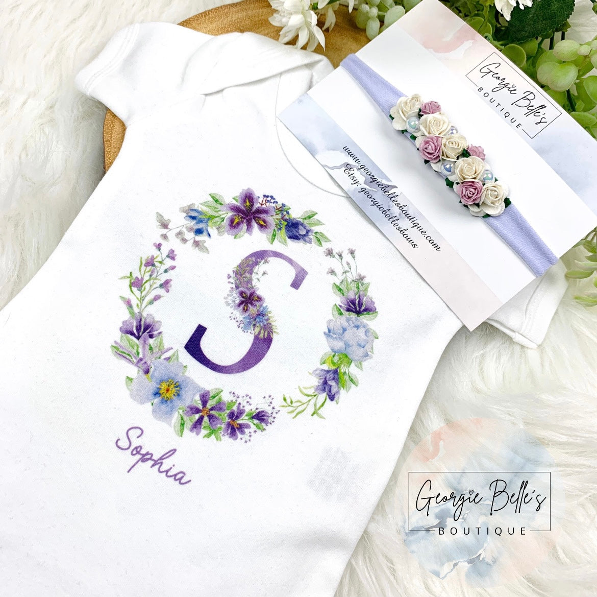 Lilac Floral Wreath Personalised Gift Set