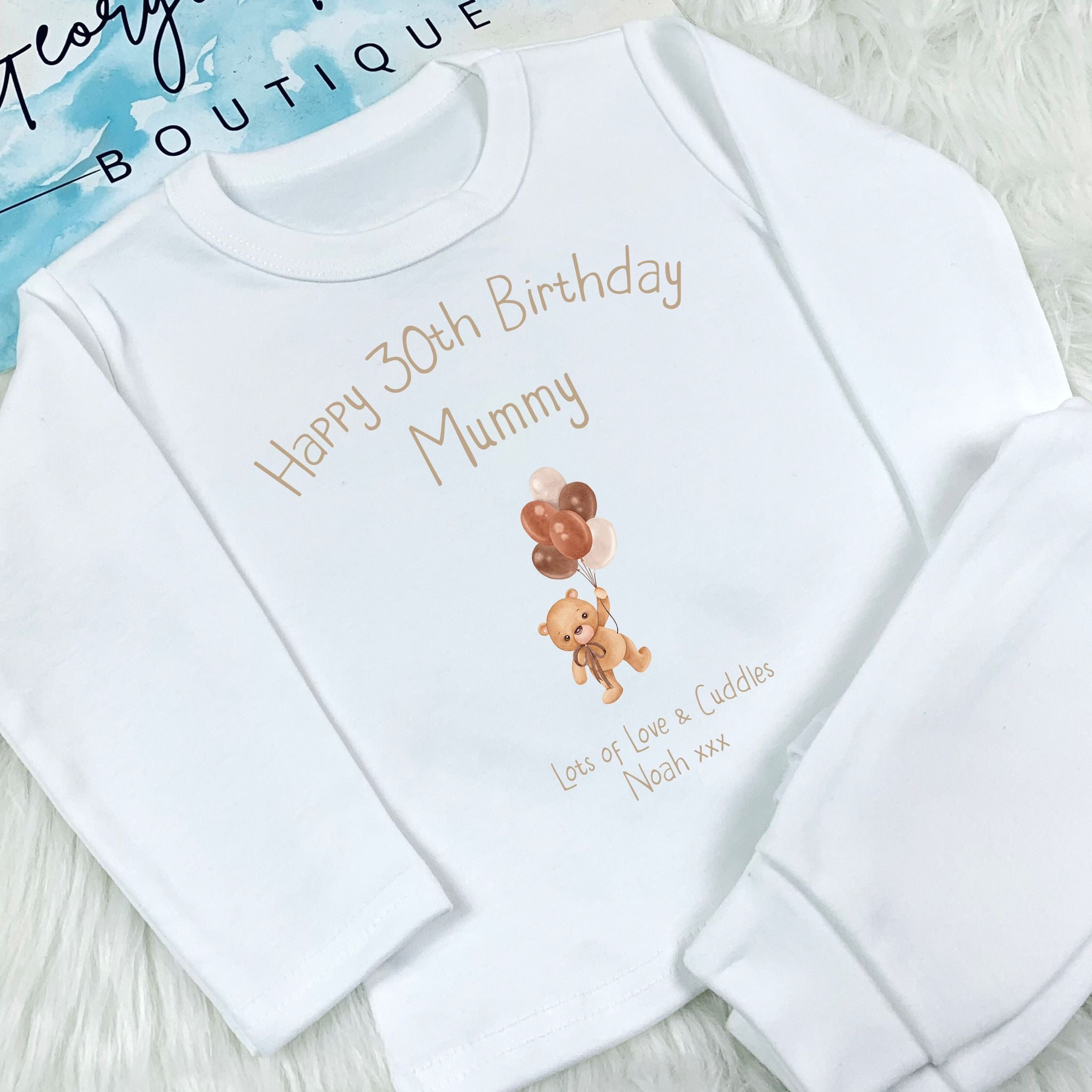 Personalised Birthday Pyjamas - Mummy’s Birthday Nude Bear Design