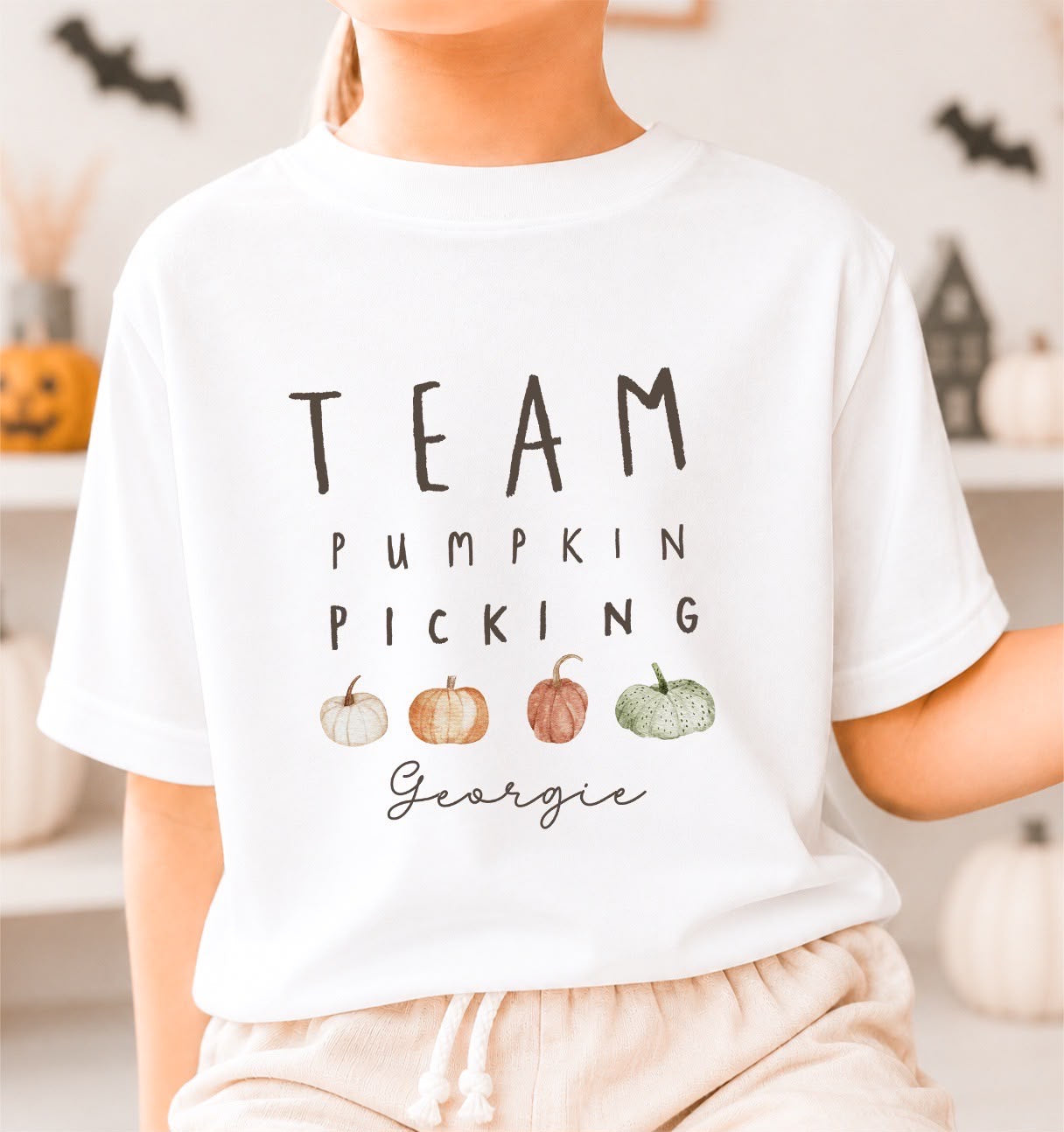 Personalised Halloween T-Shirt | Personalised Halloween Kids T-Shirt | Team Pumpkin Picking Design