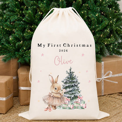 My First Christmas Luxury Personalised Premium Cotton Christmas Sack | Baby&