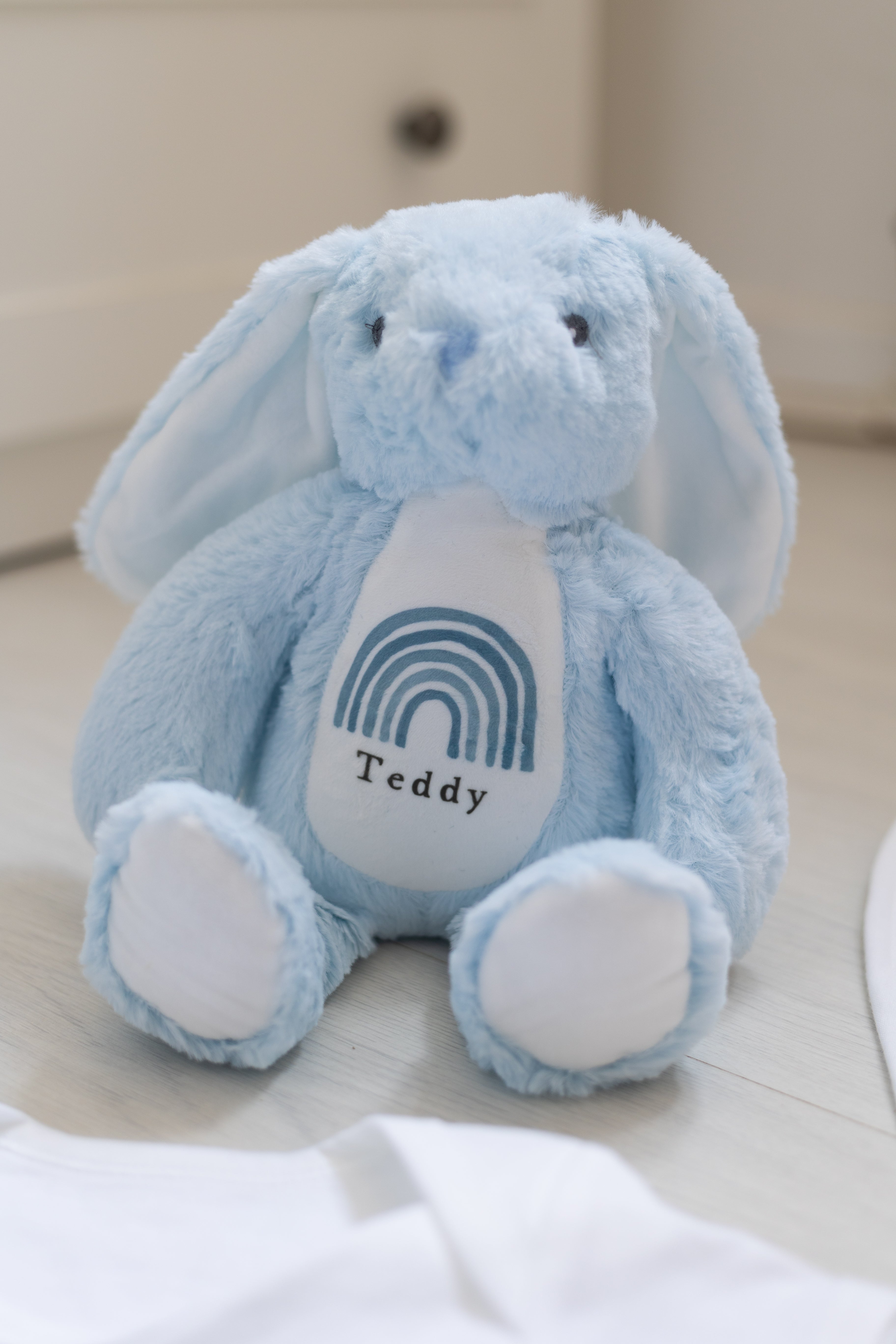 Luxury Personalised Baby Gift Set - Blue Rainbow Design