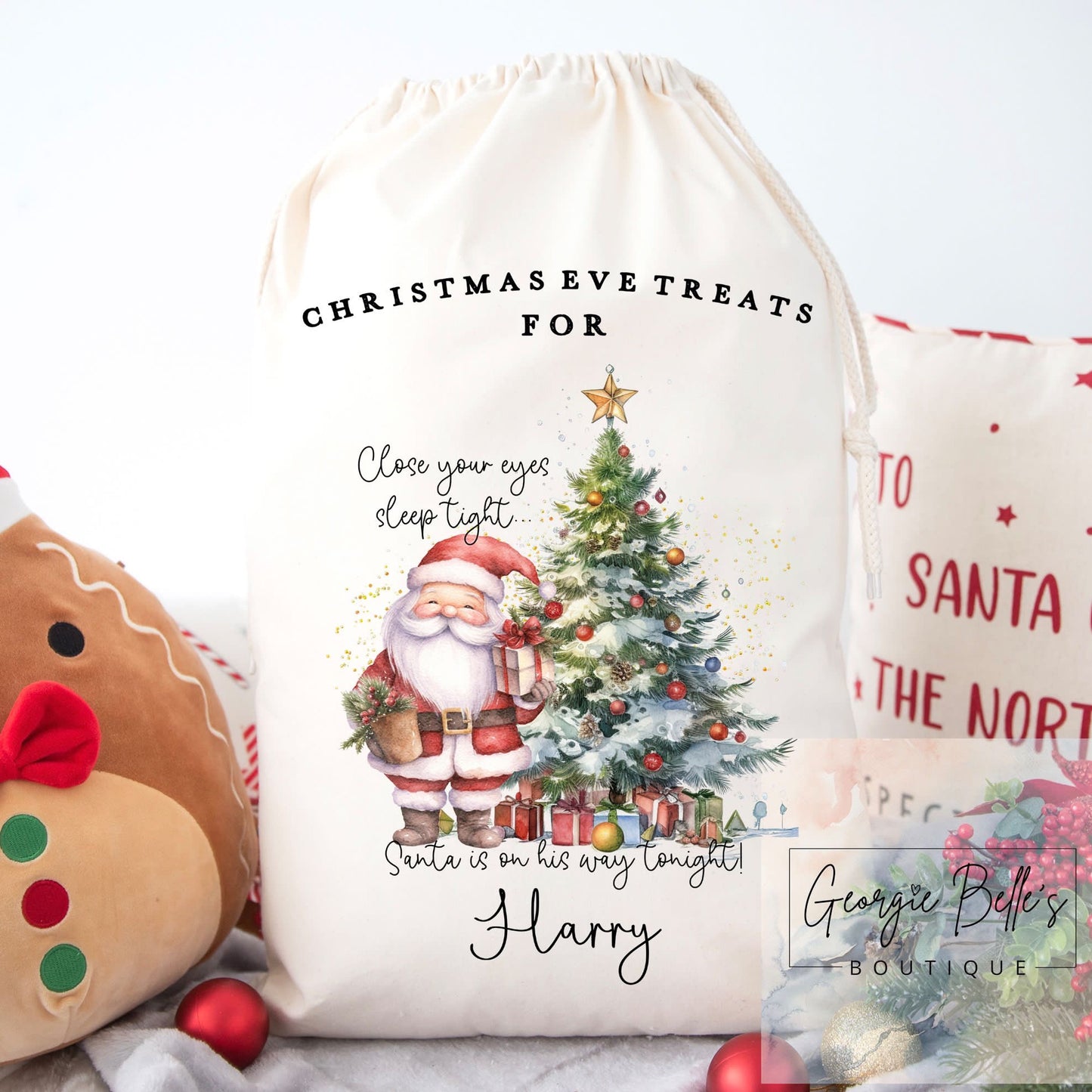 Luxury Personalised Premium Cotton Christmas Eve Sack - Sleep Tight Design