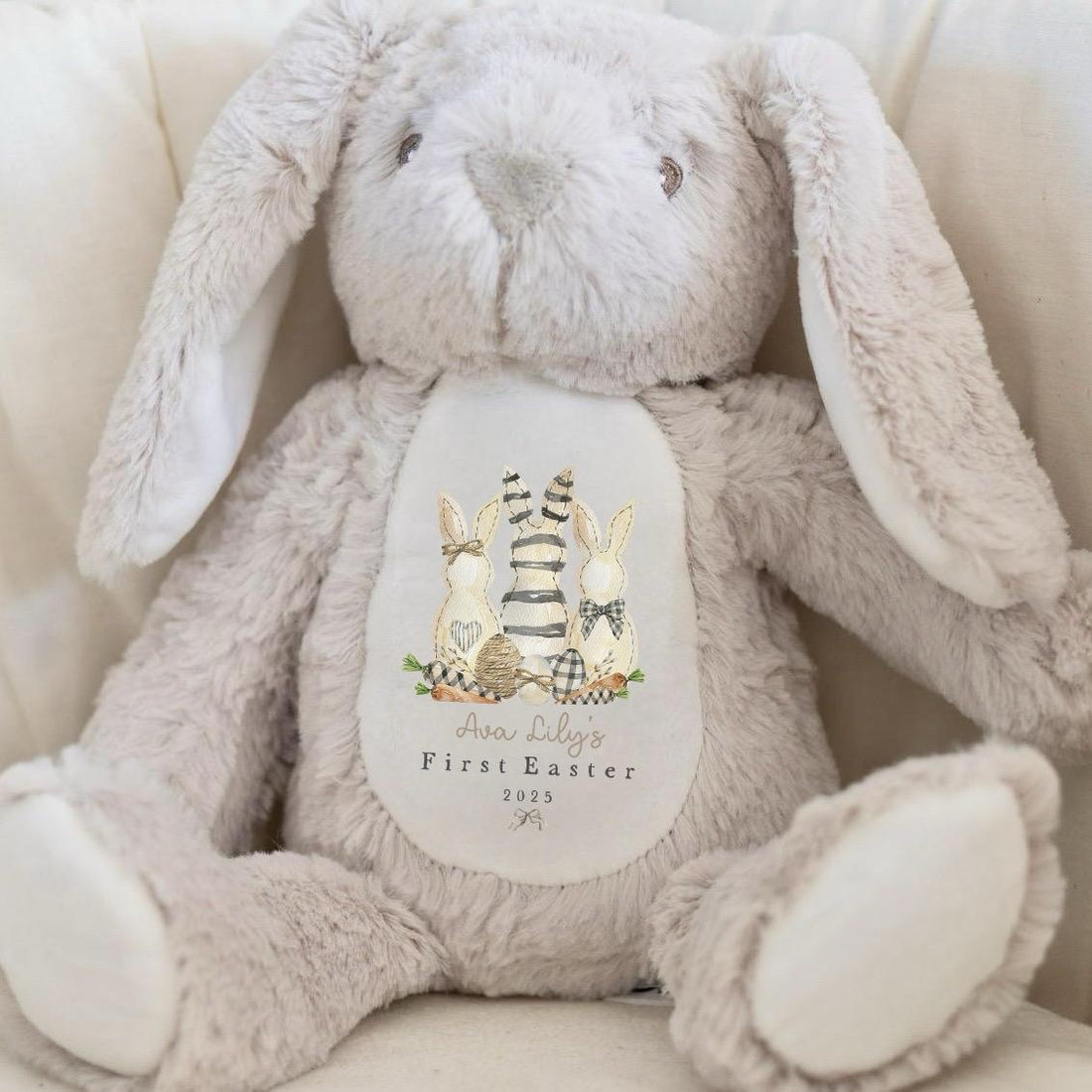 Personalised Nude Easter Bunny Soft Toy - Trio Design