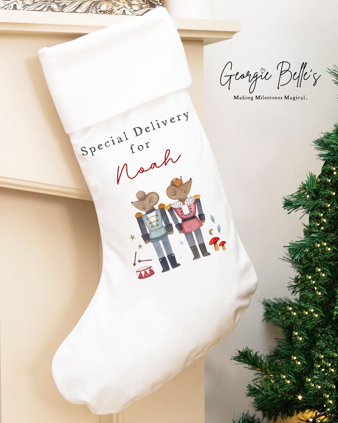Personalised Luxury Christmas Stocking - Solider Mice Design