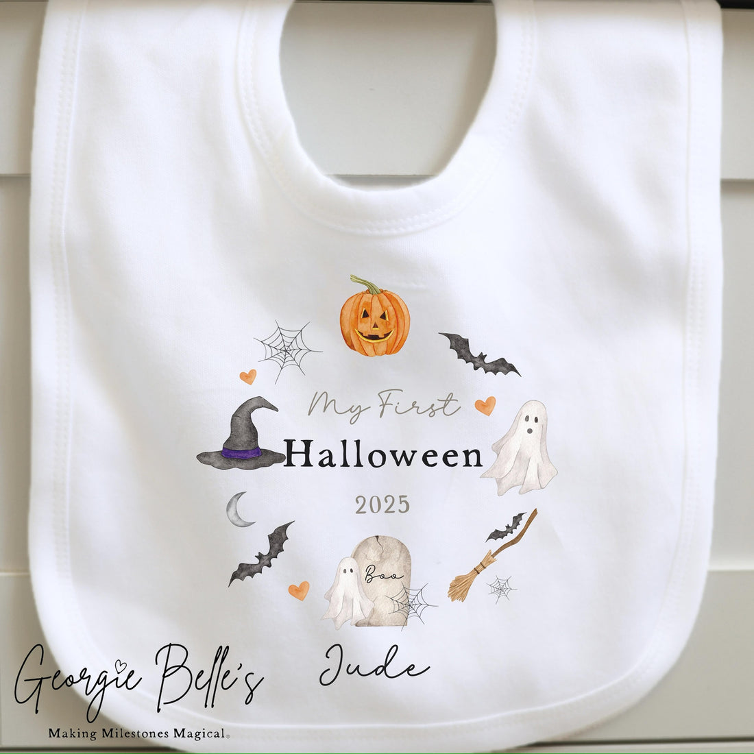 Personalised Halloween Bodysuit / Sleepsuit - My First Wreath Design