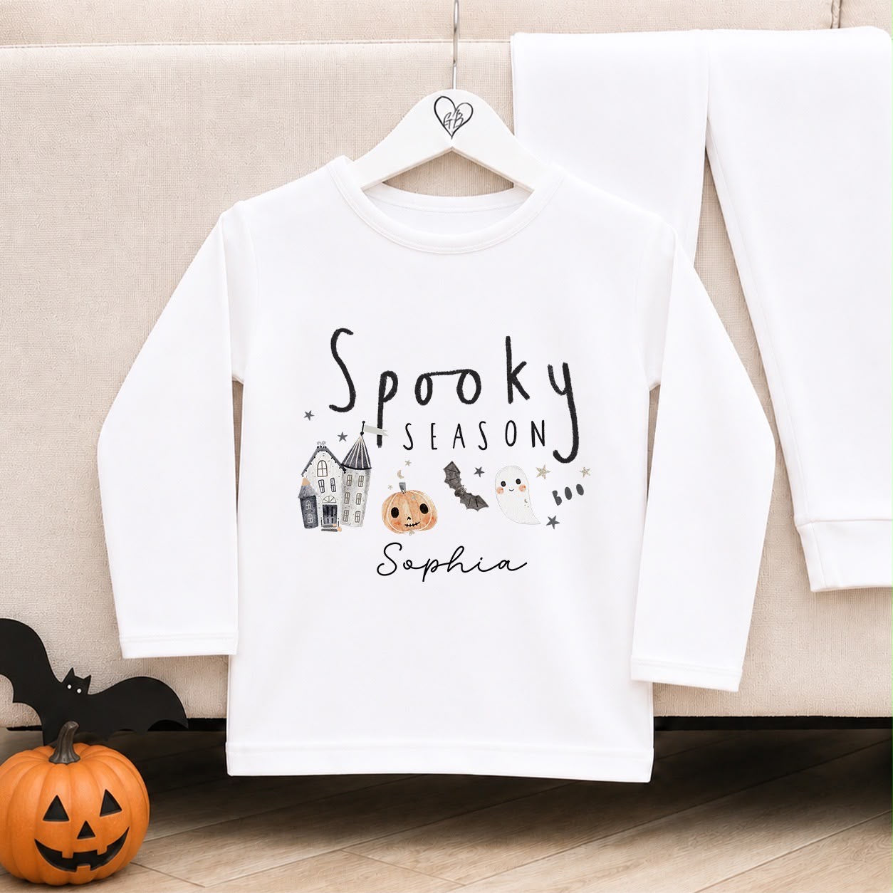 Personalised Halloween Pyjamas | Matching Sibling Halloween Pyjamas | Spooky Season Design