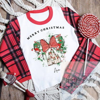 Personalised Family Matching ‘Disney Inspired’ With Bow Christmas Pyjamas