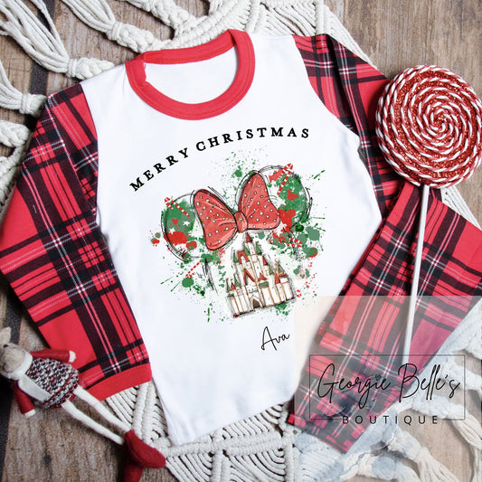 Personalised Family Matching ‘Disney Inspired’ With Bow Christmas Pyjamas