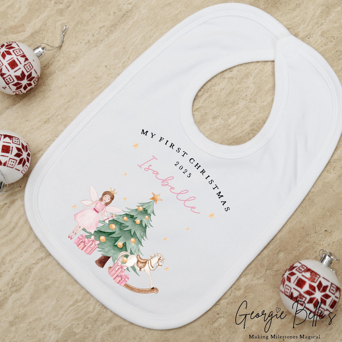 Personalised Christmas Sleepsuit / Bodysuit - First Christmas Pink Nutcracker Design