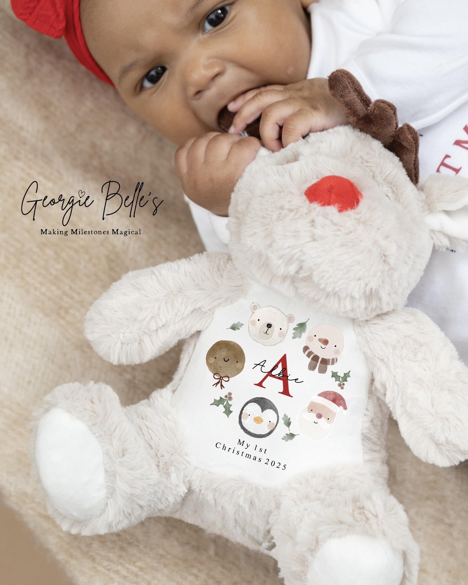 First Christmas Personalised Reindeer - Element Wreath Design