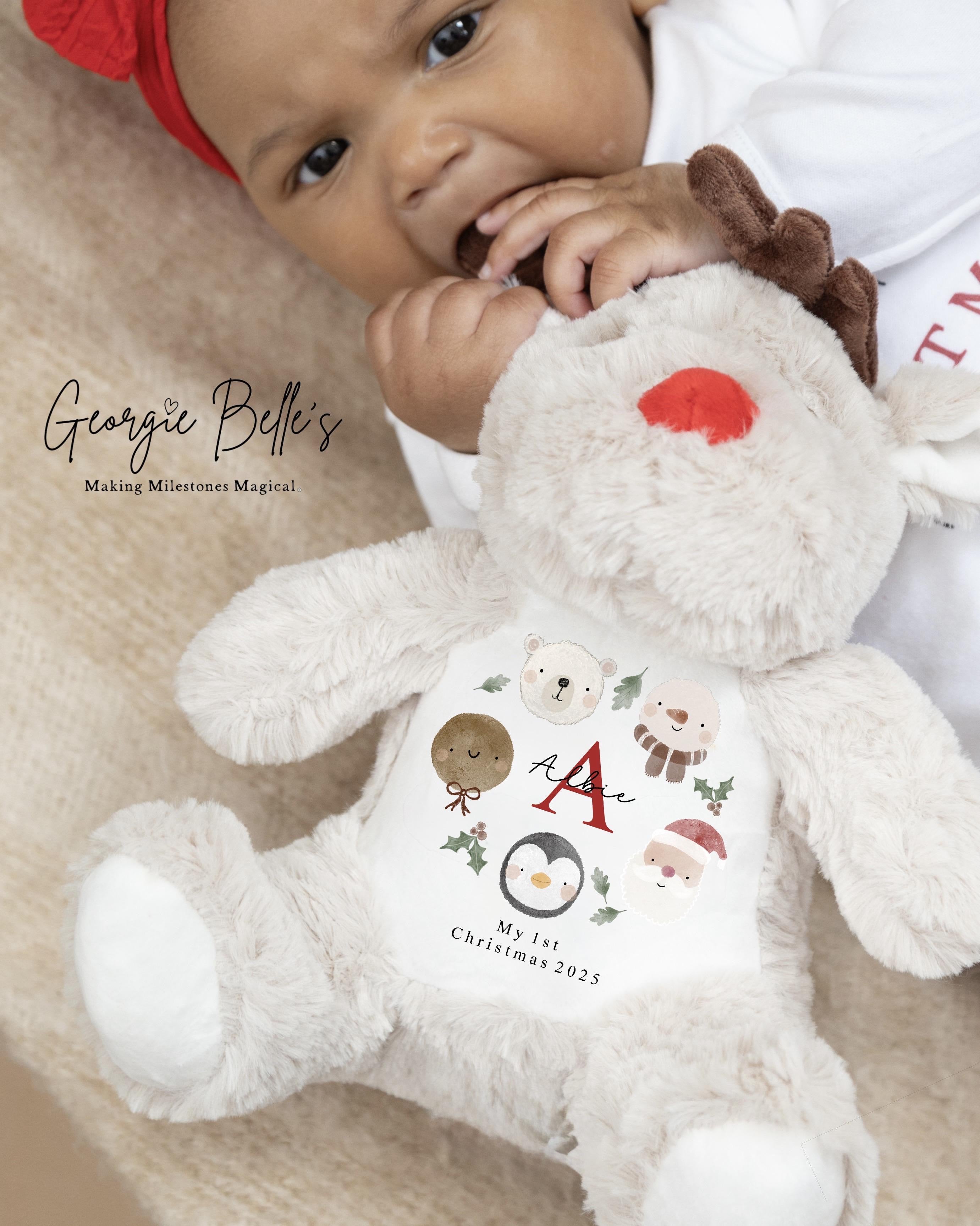 First Christmas Personalised Reindeer - Element Wreath Design