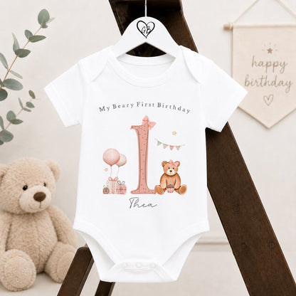 Personalised First Birthday Baby Vest | 1st Birthday Outfit - Beary 1st Birthday Design