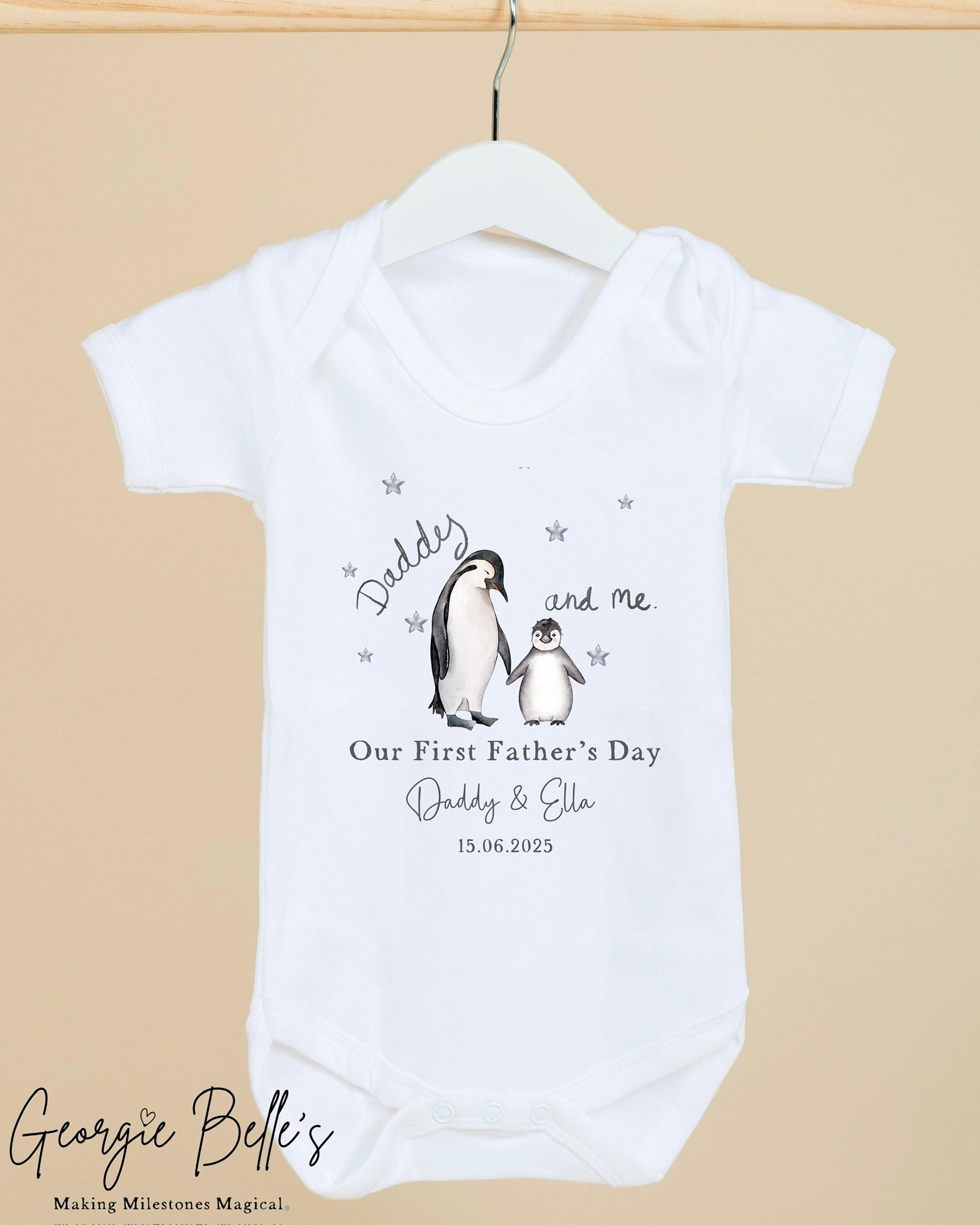 Personalised Father’s Day Baby Vest / Babygrow - Penguin Design