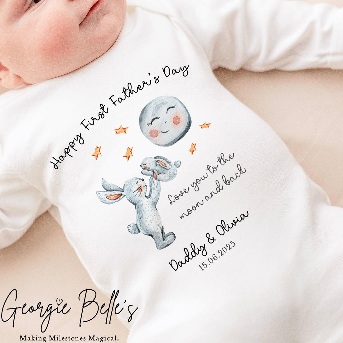 Personalised Father’s Day Baby Vest / Babygrow - Love you to the moon Design