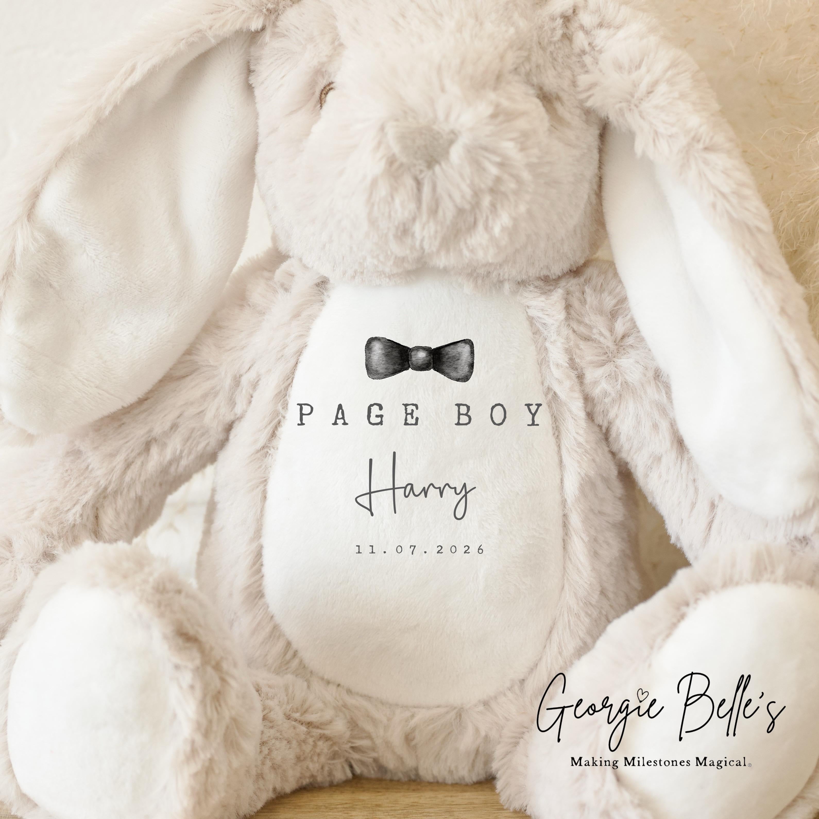 Personalised Page Boy Bunny - Black Dicky Bow Design