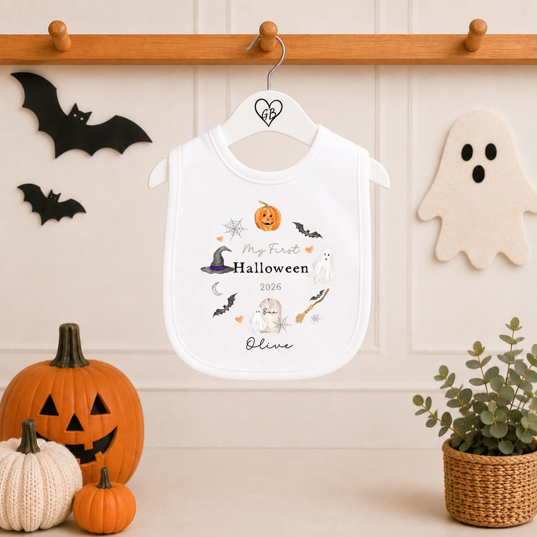 Personalised Halloween Babygrow | My First Halloween Baby Outfit | Wreath Design