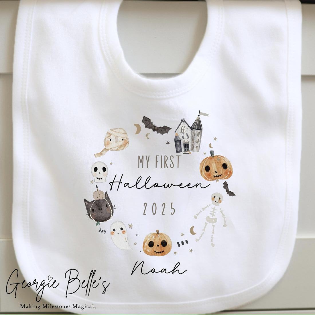 Personalised Halloween Bodysuit / Sleepsuit - My First Wreath Design