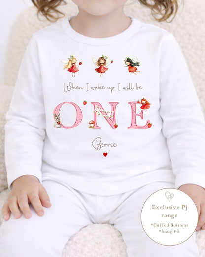 Personalised Plain White Birthday Pyjamas - Red Fairy Design