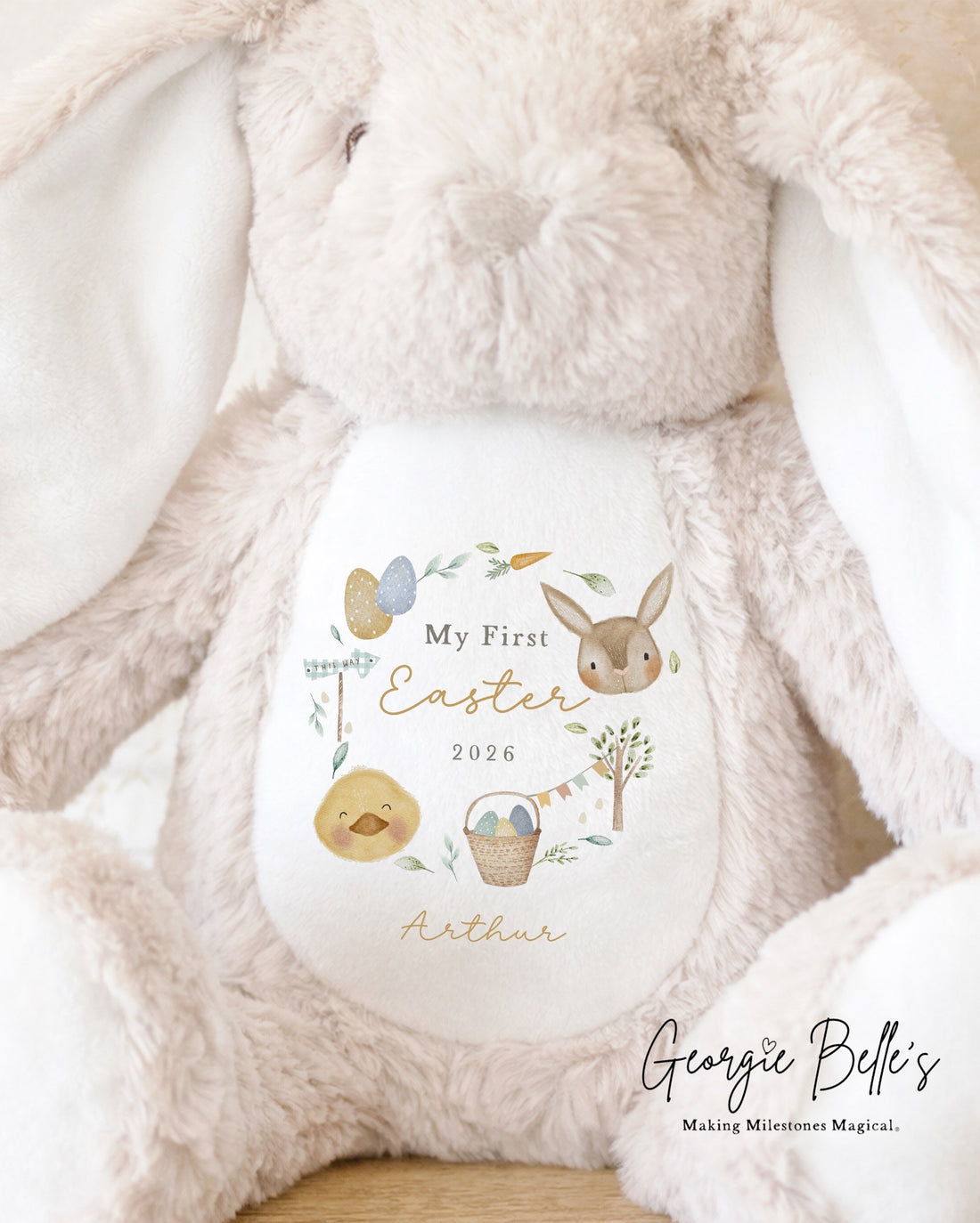 Personalised Nude Easter Bunny Soft Toy - First Easter Design