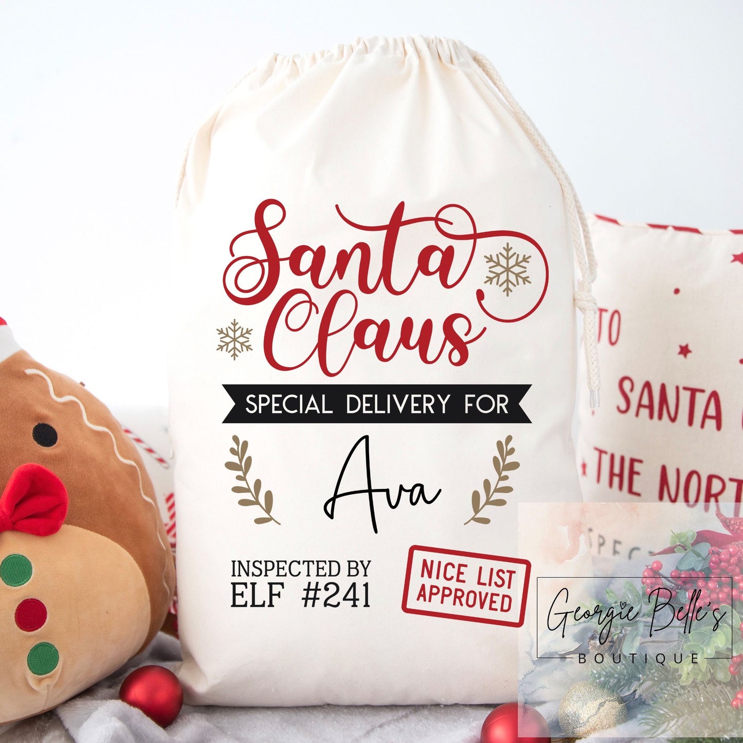 Luxury Personalised Premium Cotton Extra Large Christmas Santa Sack - Santa Claus Design