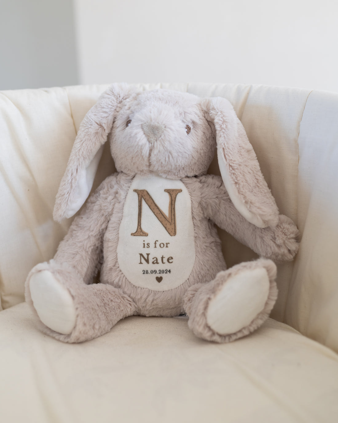 Personalised Nude Bunny Soft Toy - Initial Design