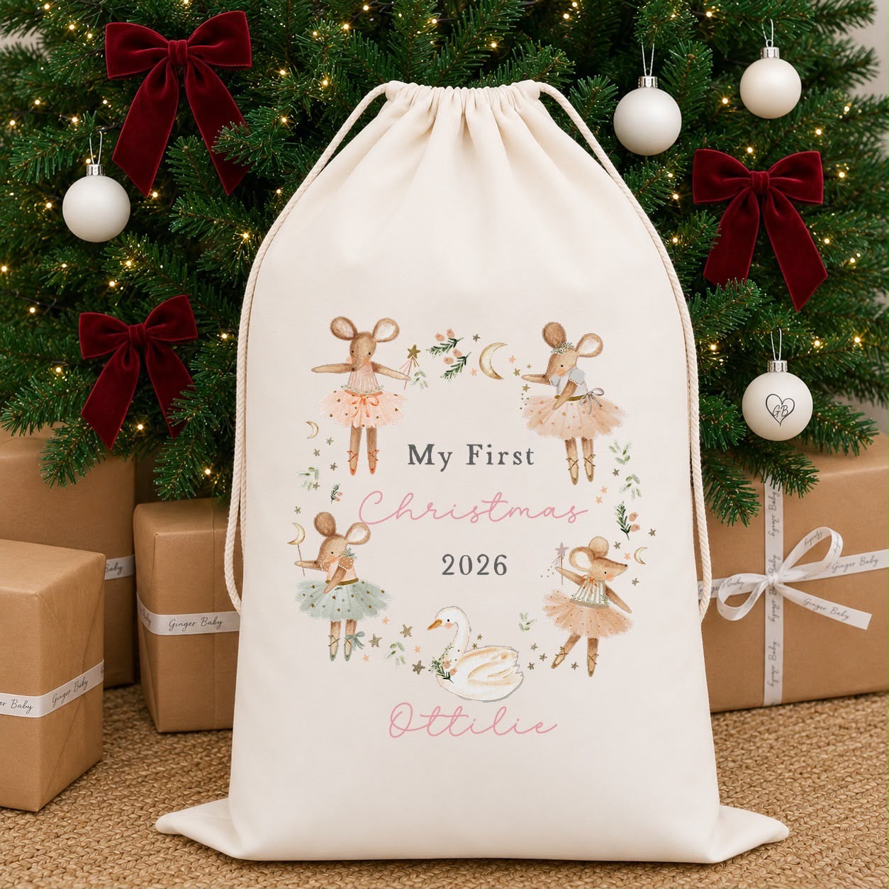My First Christmas Luxury Personalised Premium Cotton Christmas Sack | Baby&