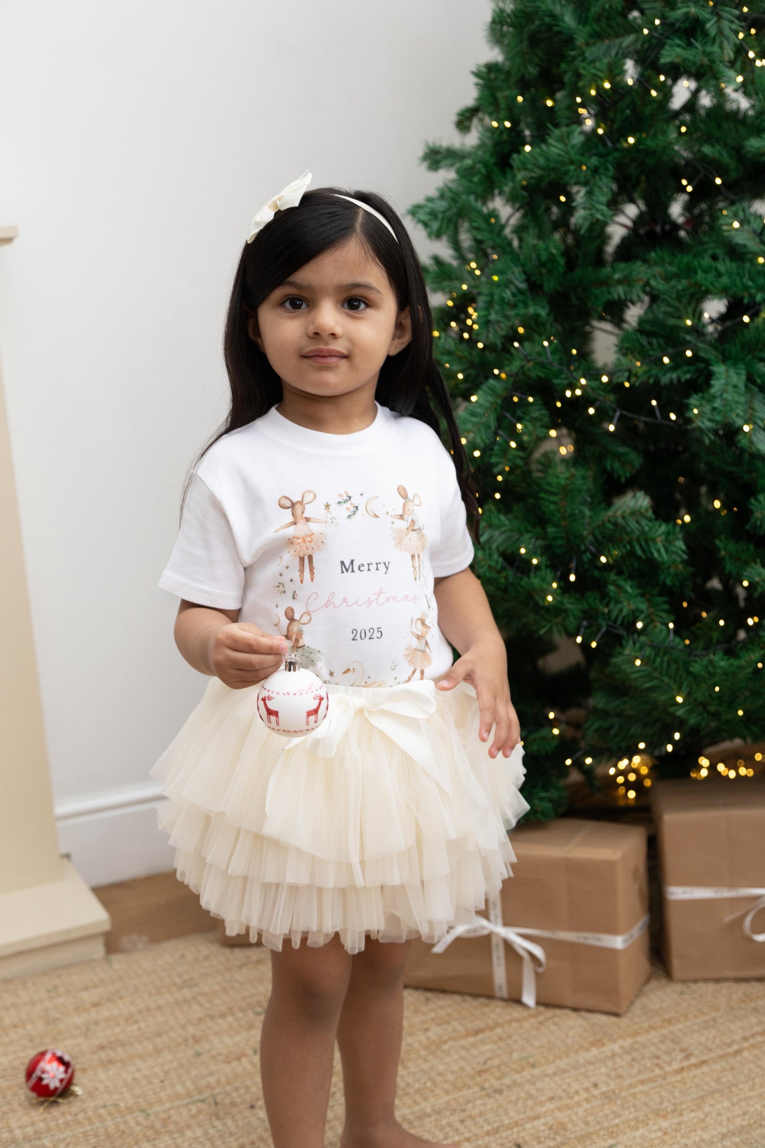Personalised Luxury Christmas Tutu Outfit - Mouse Wreath Design