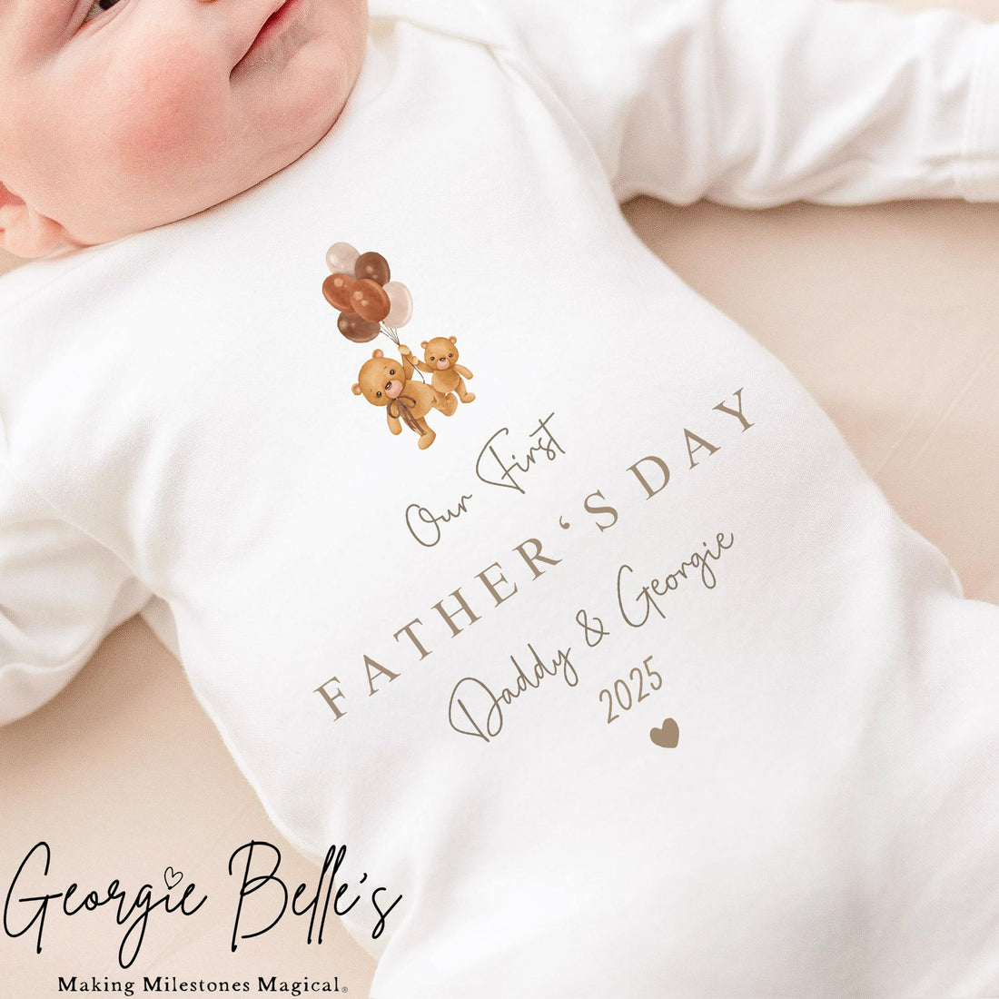Personalised Father’s Day Baby Vest / Babygrow - Nude Bear Design