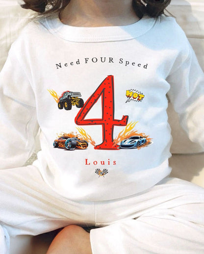 Personalised Birthday Pyjamas -  Need Four Speed Design