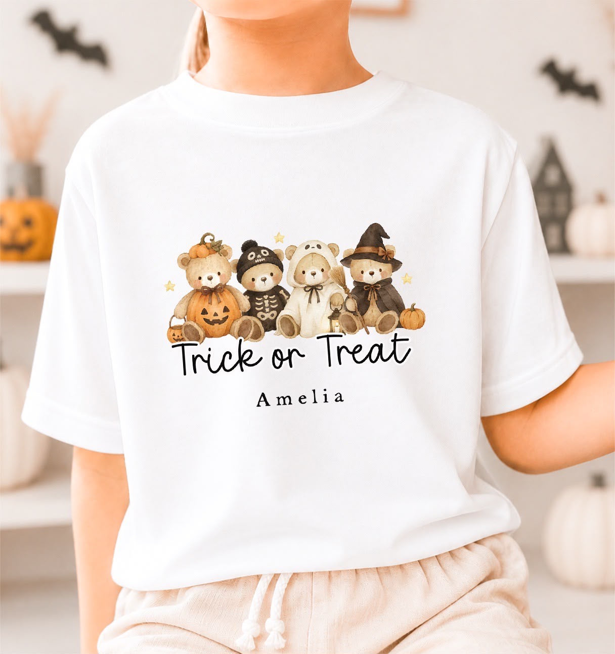 Personalised Halloween T-Shirt | Personalised Halloween Kids T-Shirt | Spooky Bear Design