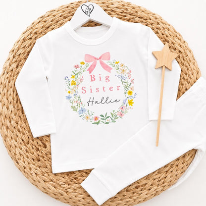 Personalised Big Sister Pyjamas - Wildflower Wreath Design
