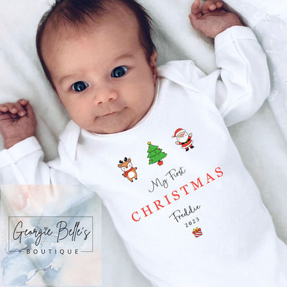 My 1st Christmas Vest / Babygrow - Trio Design