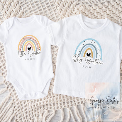 Personalised Big Brother / Little Sister Matching Set - Rainbow Design