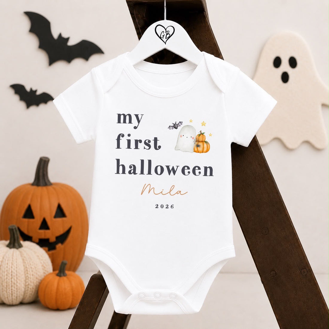 Personalised Halloween Babygrow | My First Halloween Baby Outfit | Classic Text Design