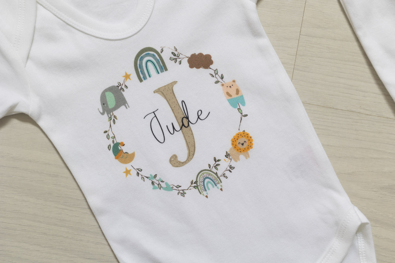 New Baby Gift Set - Blue Jungle Wreath Design