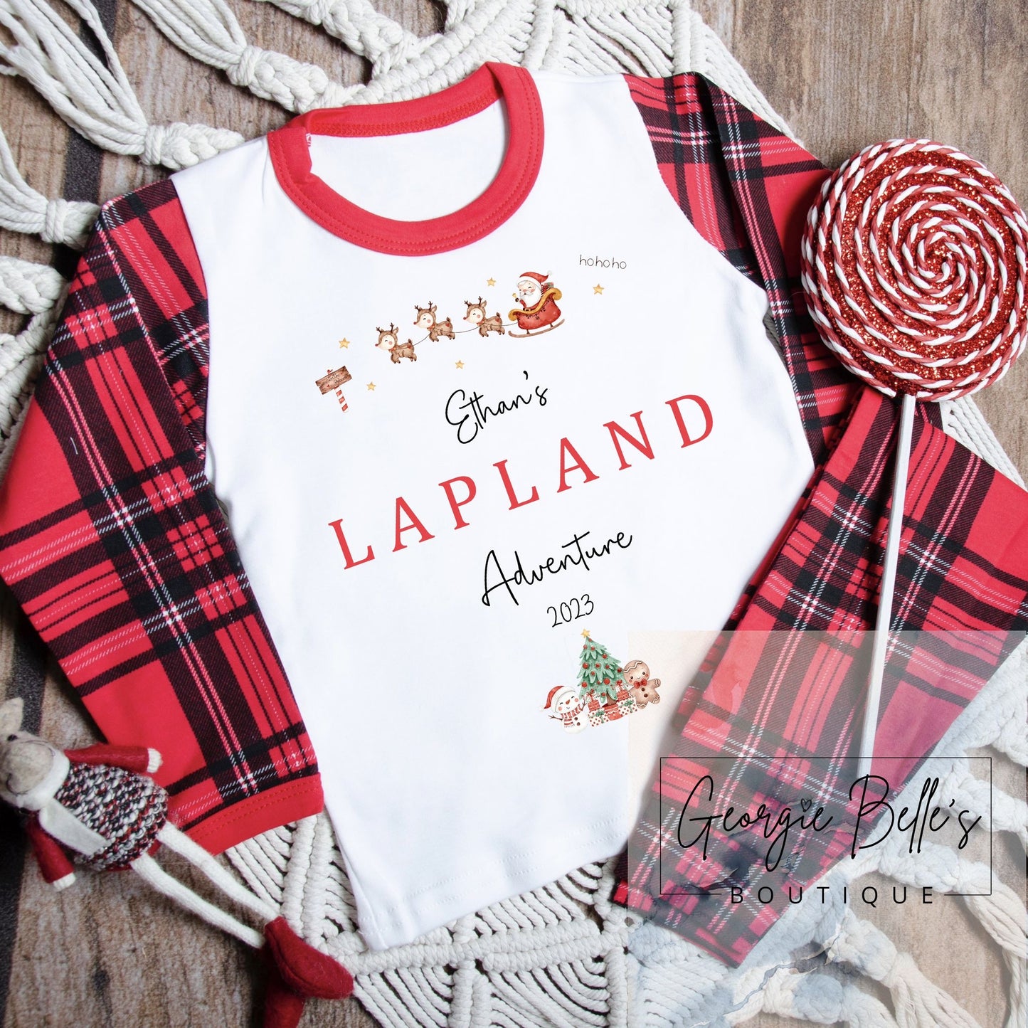 Personalised Family Matching Lapland Individual Name Christmas Pyjamas