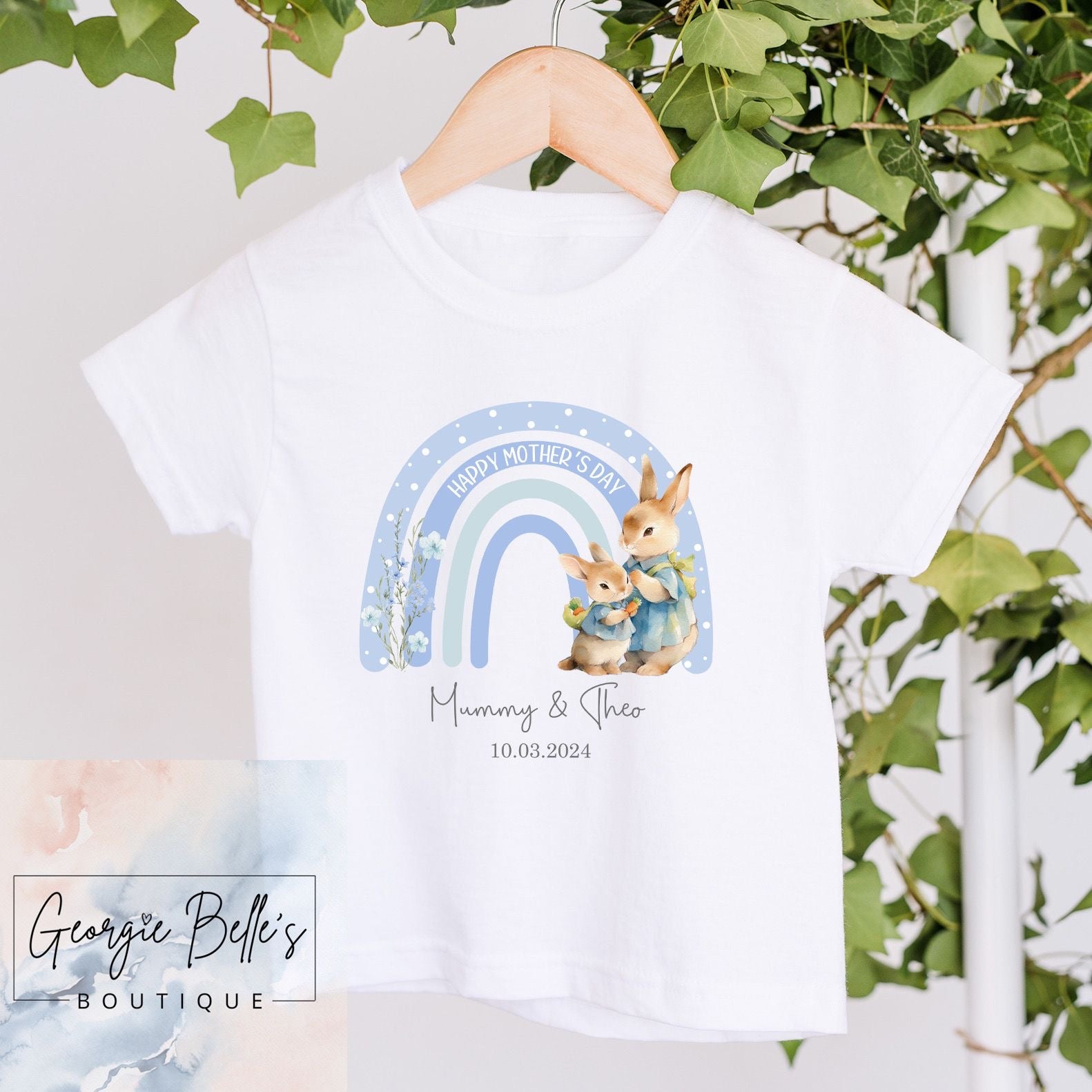 Mothers Day T-Shirt - Rainbow Bunny Design