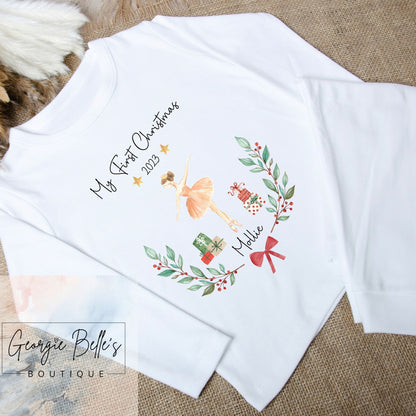 Personalised My 1st Christmas Sibling Matching ‘Nutcracker Ballerina’ Christmas Pyjamas