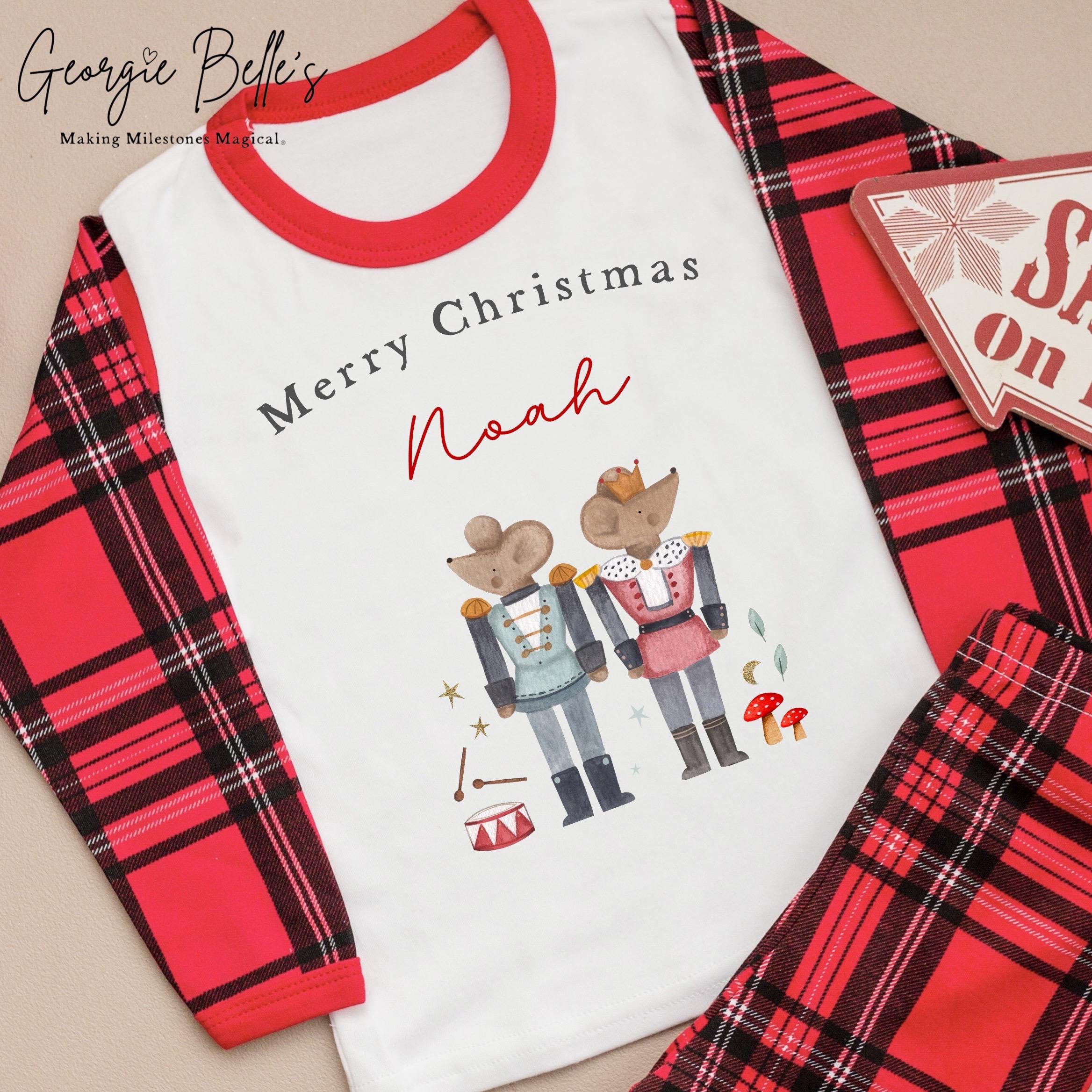 Personalised Tartan Christmas Pyjamas - Mouse Solider Design