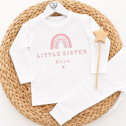 Personalised Big Sister Pyjamas - Pink Rainbow Design