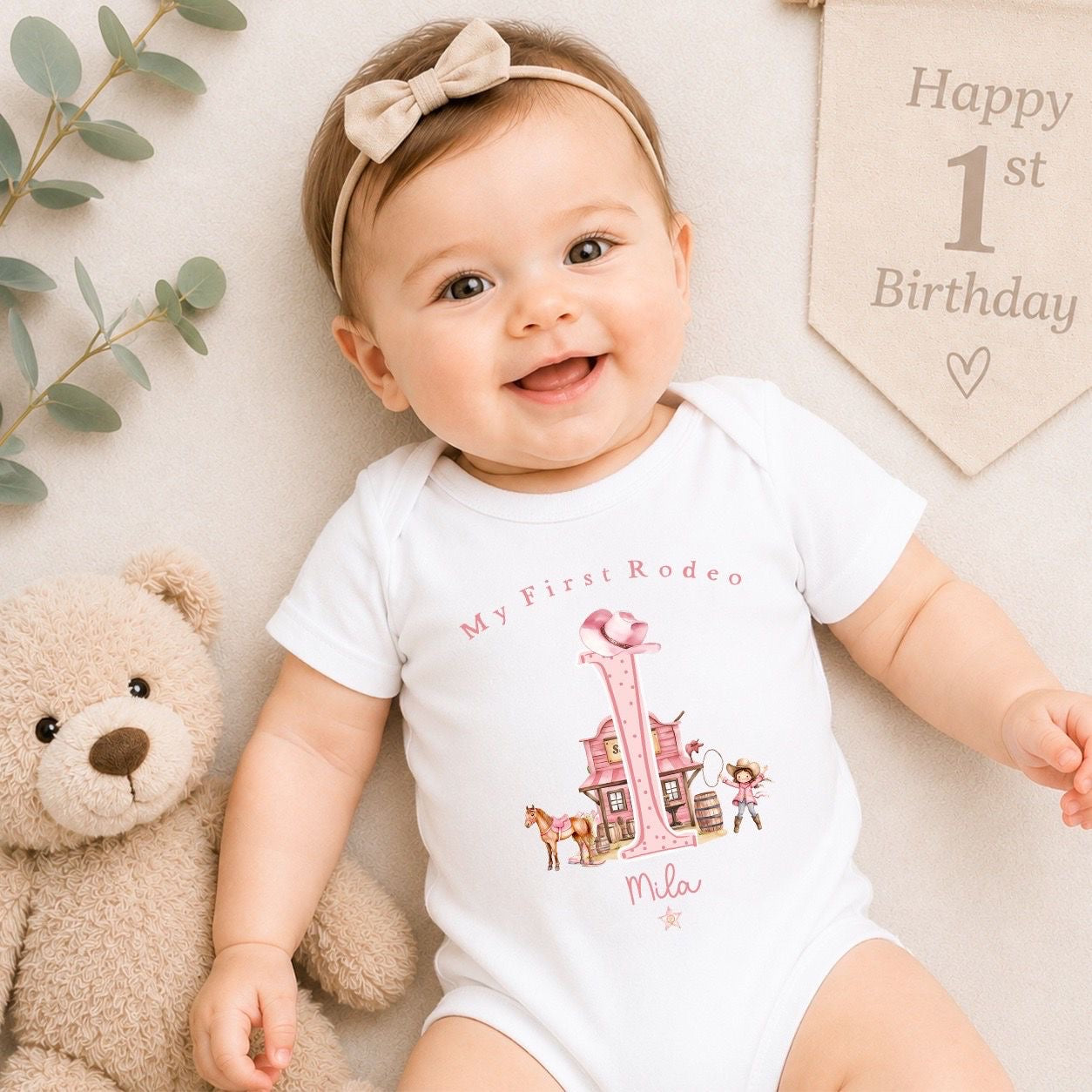 Personalised First Birthday Baby Vest | 1st Birthday Outfit - My First Rodeo Design