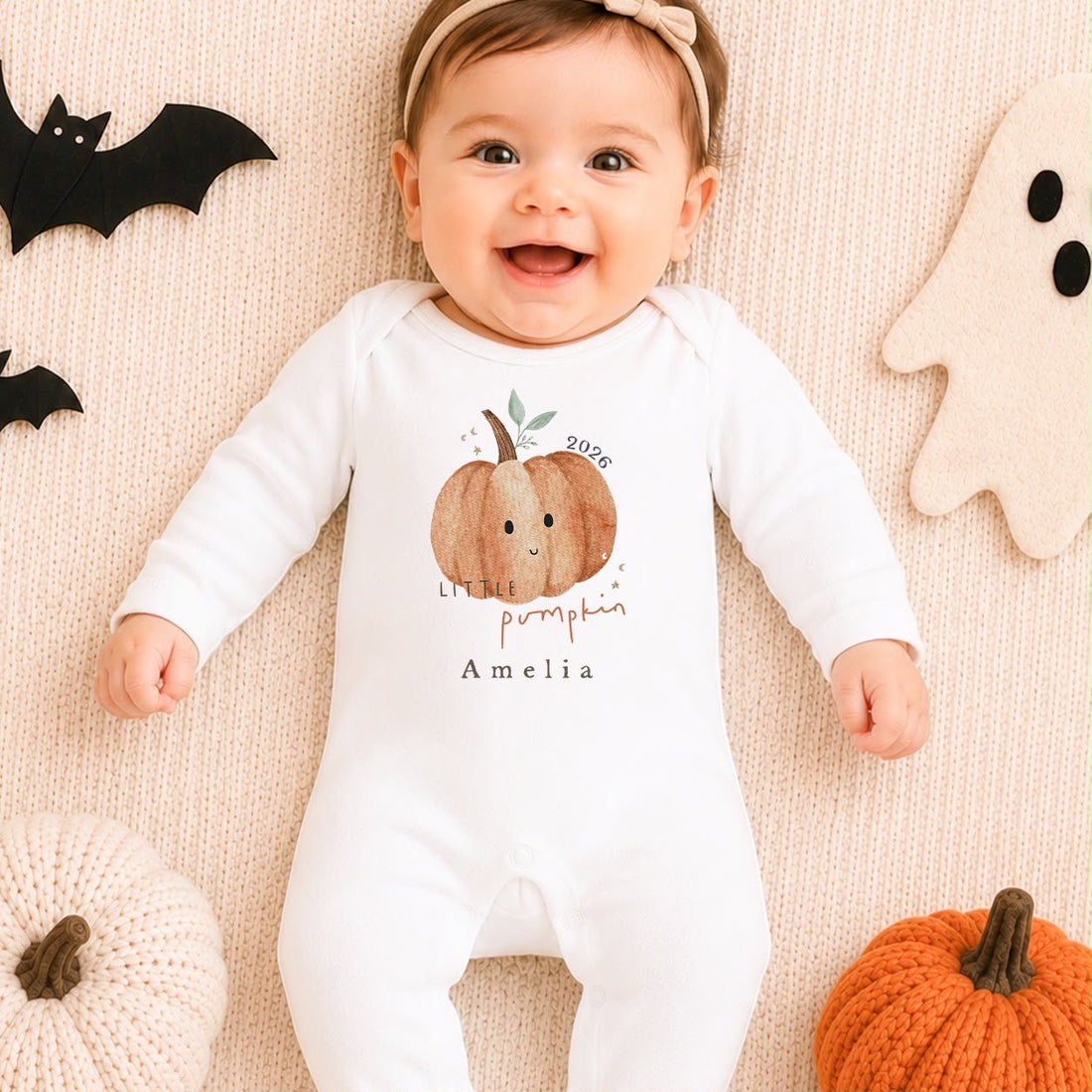 Personalised Halloween Babygrow | My First Halloween Baby Outfit | Little Pumpkin Design