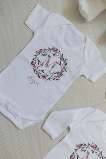 Luxury Personalised Baby Gift Set - Lilah Wreath Design