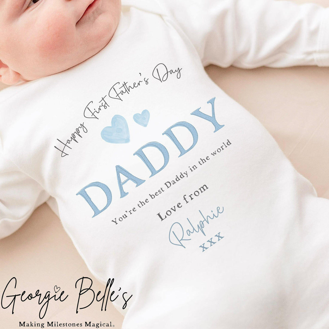 Personalised Father’s Day Baby Vest / Babygrow - Blue Design