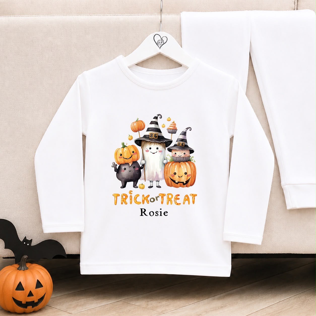 Personalised Halloween Pyjamas | Matching Sibling Halloween Pyjamas | Trick or Treat Design