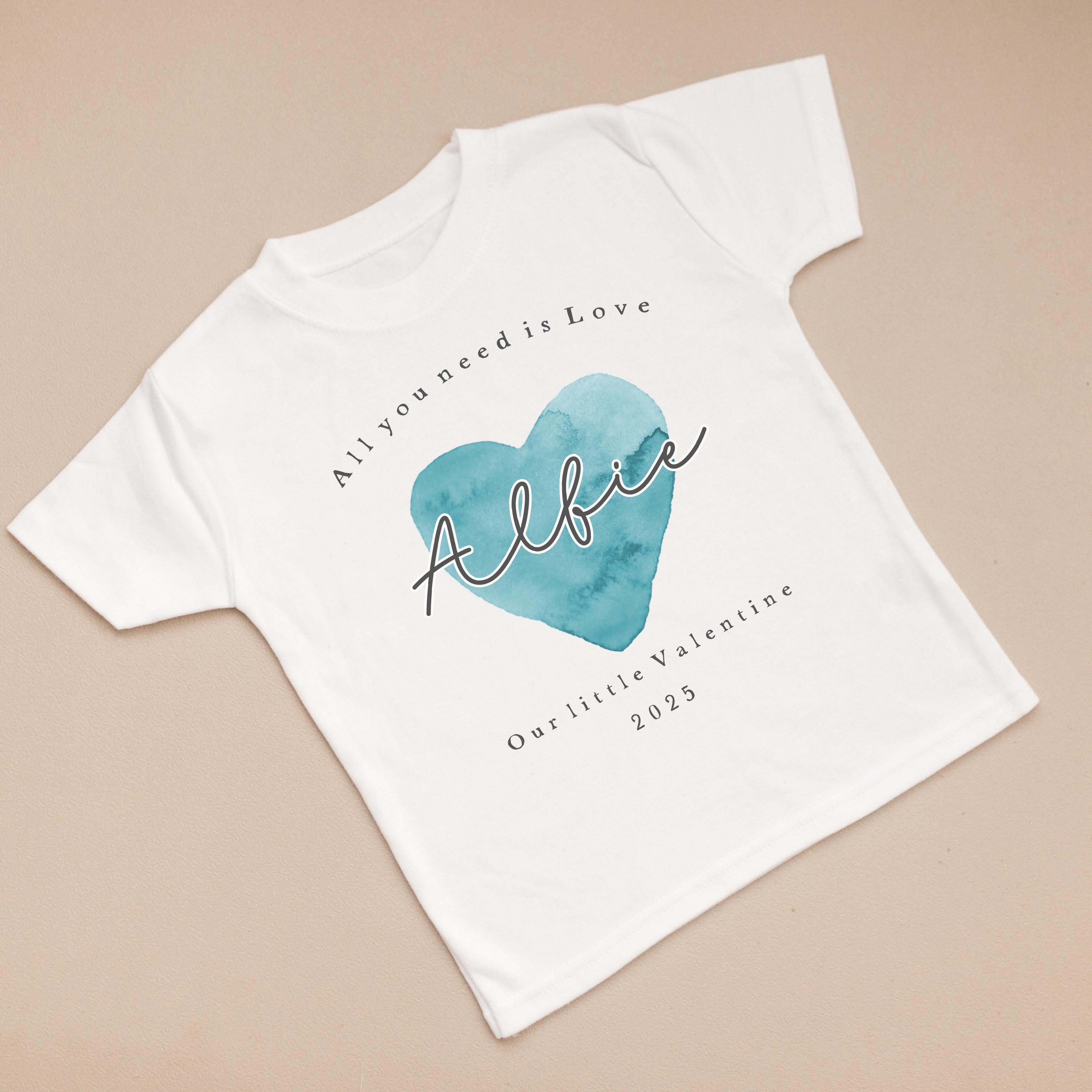 Personalised Valentines T-shirt - Blue Heart Design