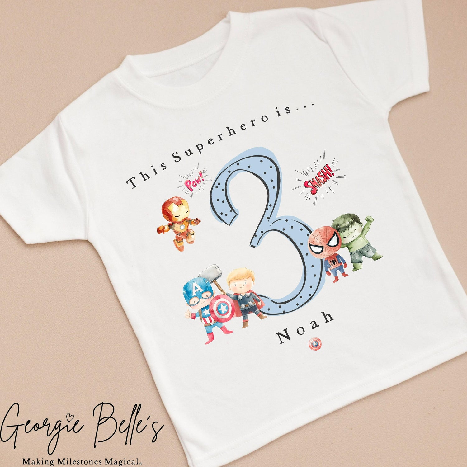 Personalised Birthday T-Shirt - Superhero Design