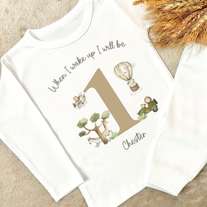 Personalised Birthday Pyjamas -  Safari Hot Air Balloon Design
